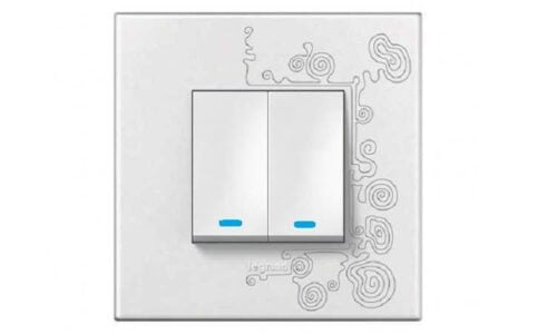 Công tắc điện đôi 1 chiều mallia được sản xuất bằng chất liệu Polycarbonate